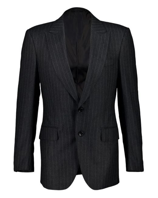 Tom Ford Black Pinstripe Single-Breasted Blazer for men