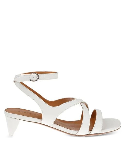 Robert Clergerie White Lolita Crossover Ankle-Strap Sandals