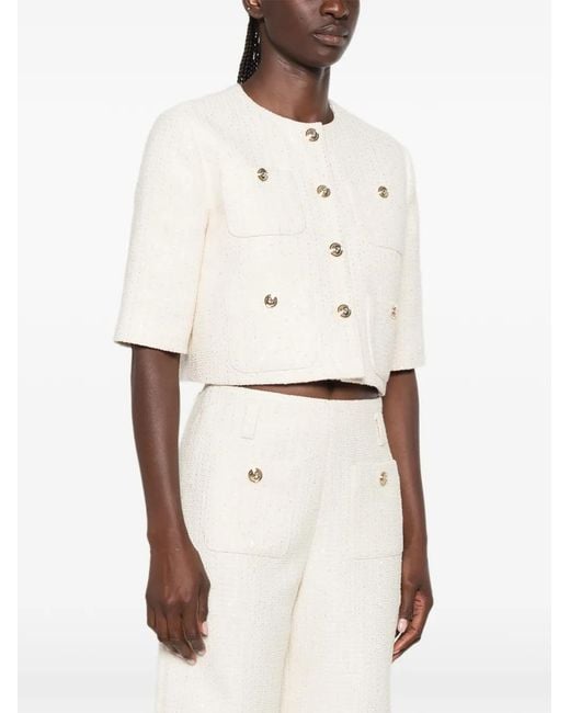 Maje White Veste Boutonnée À Manches Courtes