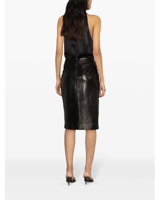 Saint Laurent Black Lambskin Twist Pencil Skirt For