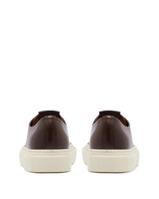 Buttero Brown Lace-Fastening Leather Sneakers for men
