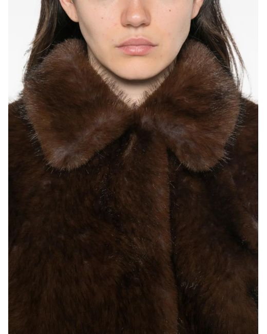 VALENTINI 1972 Brown Faux-Fur Wide Collar Jacket