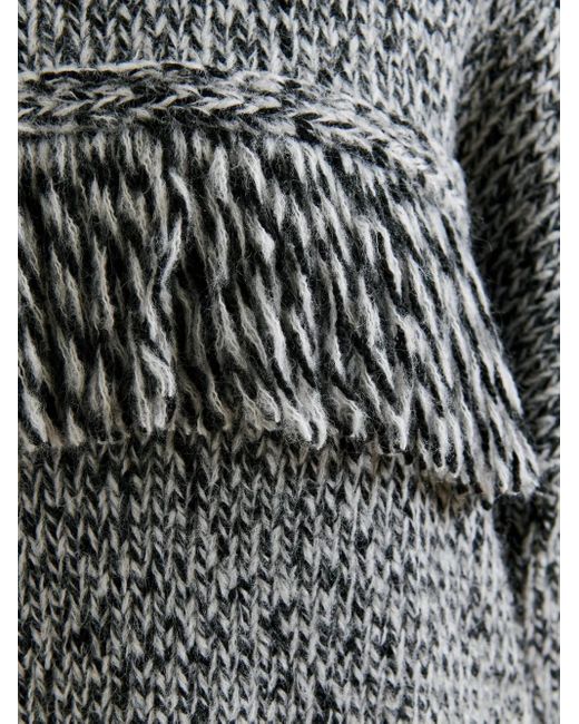 Essentiel Antwerp Gray And Wool-Blend Sweater With Fringe Details