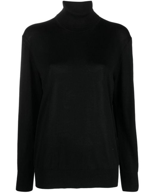 Michael Kors Fine-silk-knit Mock-neck Jumper in Black | Lyst UK
