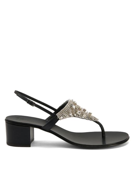 Giuseppe Zanotti Black Clarett 40mm Crystal-embellished Sandals