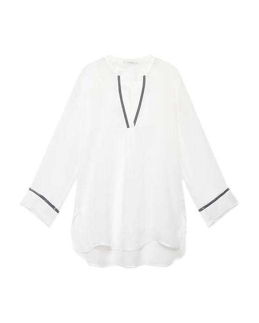 Maliparmi White V-Neck Blouse