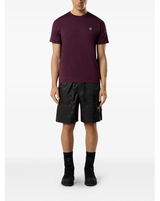 Stone Island Purple Compass-Patch T-Shirt for men