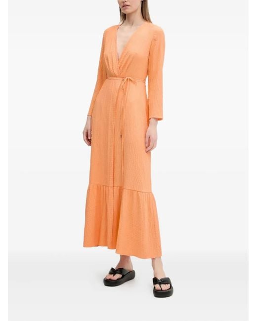 HUGO White Gewickeltes Midikleid