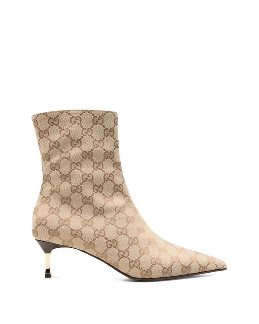 Gucci Natural Bombshell Monogram-Pattern Ankle Boots