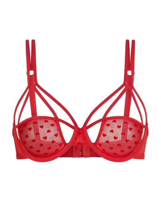 Marlies Dekkers Red Heart-Print Strap-Detail Bra