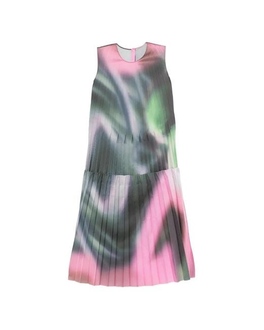 JNBY Green Graphic-Print Pleated Dress
