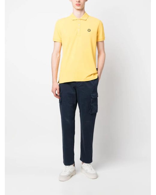 Star Point Yellow Logo-Patch Cotton Polo Shirt for men