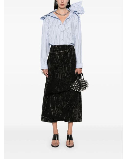 Y. Project Blue Organic Cotton Striped Draped Shirt