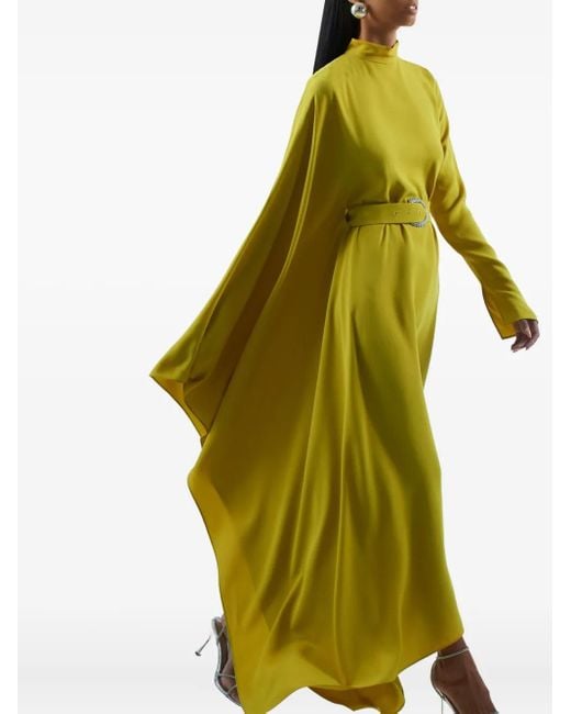 ‎Taller Marmo Yellow Tanning Belted Kaftan Midi Dress