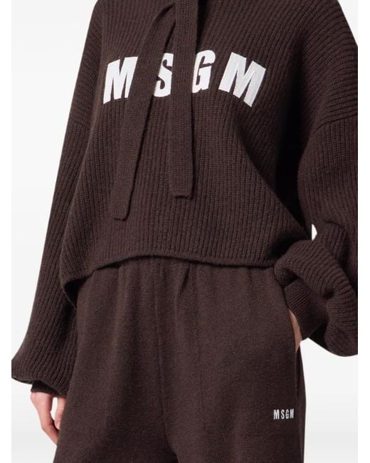 MSGM Purple Logo-Print Track Pants