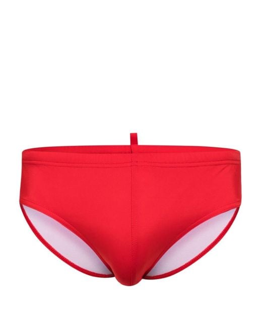 DSquared² Red Logo-print Elasticated-waistband Swimming Trunks for men