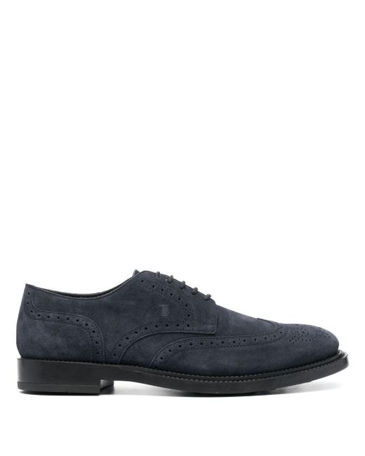 Tod's Blue Suede Derby Shoes for men