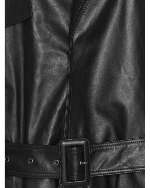 ROTATE BIRGER CHRISTENSEN Black Belted Ruffle Leather Jacket