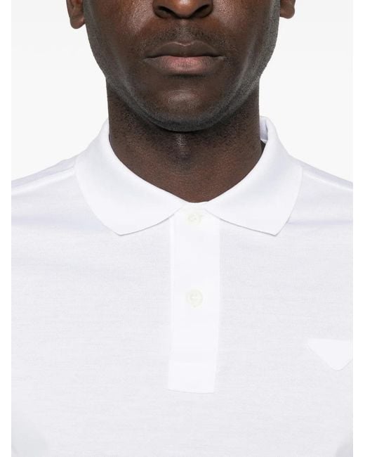 Prada White Logo-Detail Polo Shirt for men