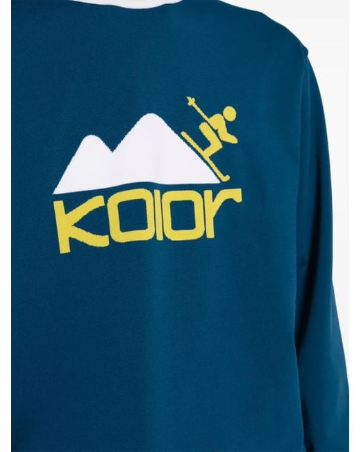 Kolor Blue Intarsia-Knit Logo Jumper for men