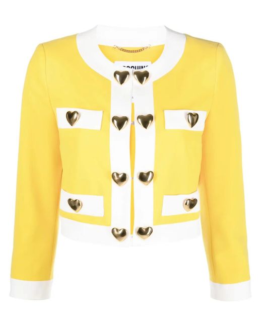 Moschino Metallic Crop Jacket With Applique