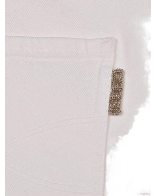 Brunello Cucinelli Natural Straight-Leg Cropped Trousers