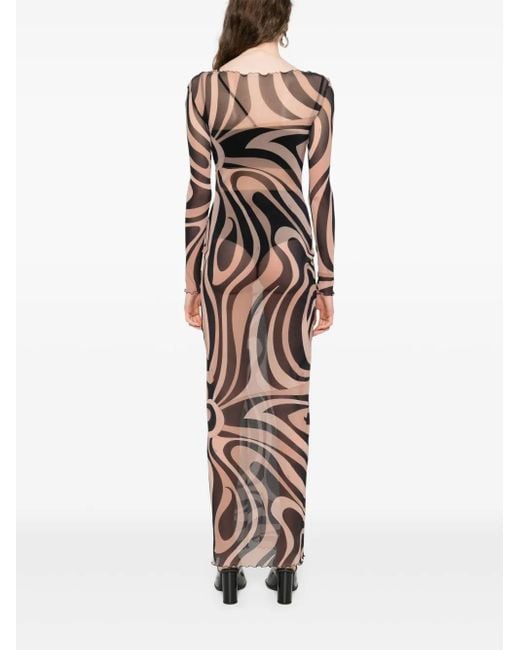 Emilio Pucci Brown Maxikleid Mit Print