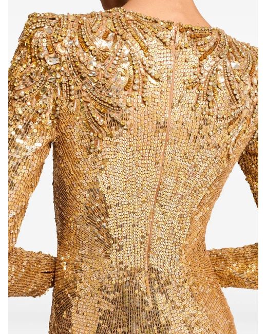 Jenny Packham Metallic Sequin Embellished Dulcet Dress