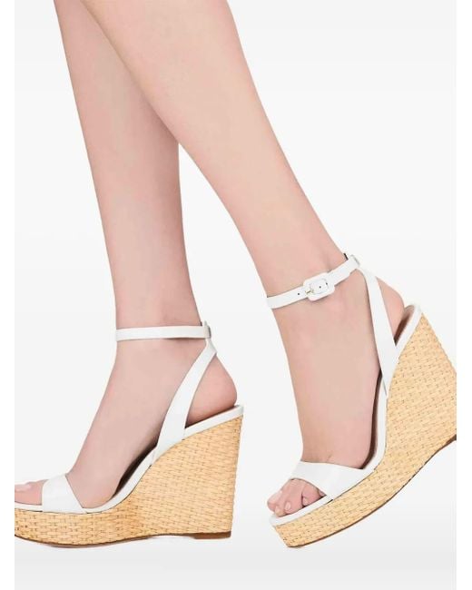 Aquazzura Natural 110Mm Sunseeker Leather Wedge Espadrilles
