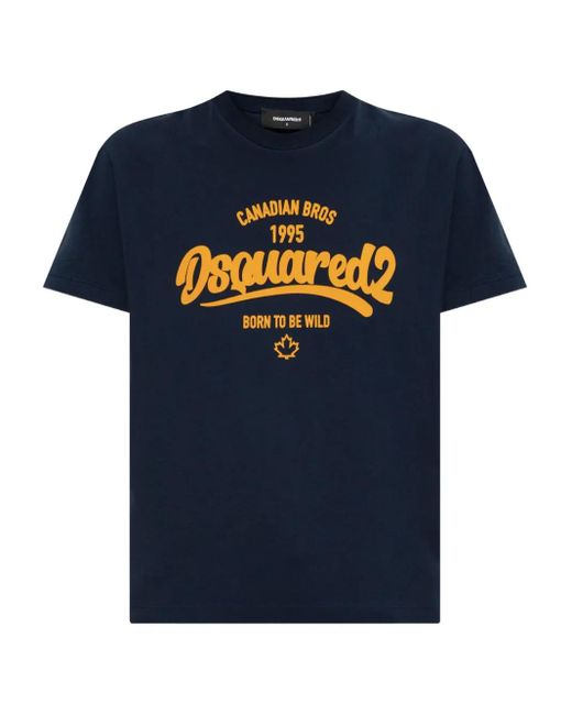 DSquared² Blue Canadian Bros-Print T-Shirt