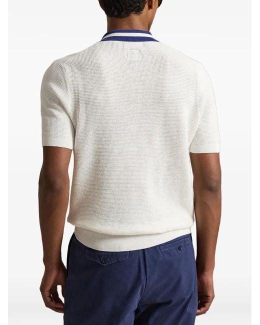 Polo Ralph Lauren White Wimbledon Striped Embroidered Cotton Polo Shirt for men