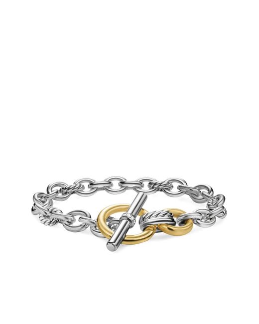 David Yurman 18Kt Geelgouden En Sterling Zilveren Dy Mercer Toggle Schakelarmband Met Diamant in het White