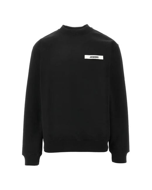 Jacquemus Black Gros Grain Logo-Patch Sweater for men
