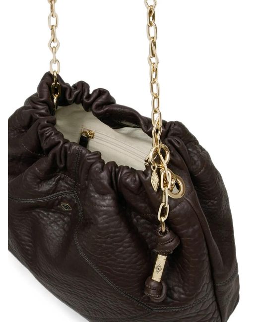 Ba&sh Black Junetote Chain-Link Leather Shoulder Bag