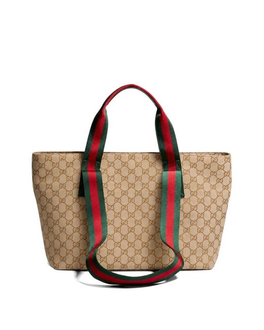 Gucci メンズ ブラウン Ggパターン ウェブストライプ ハンドバッグの