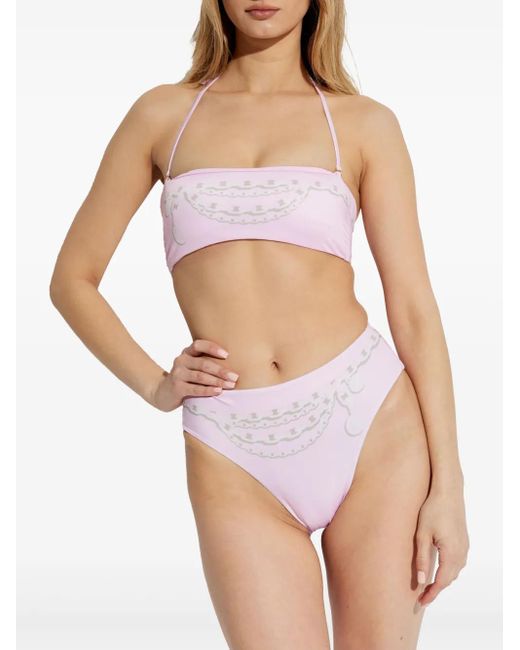 Versace Pink Graphic-Print Bikini Top
