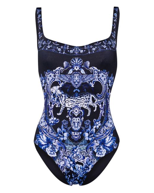 Camilla Blue Delft Dynasty Graphic-print Swimsuit