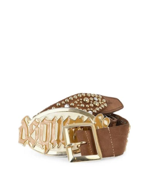 DSquared² Metallic Studded Logo-Buckle Belt for men