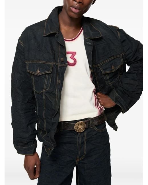 Acne Black Button-Closure Denim Jacket