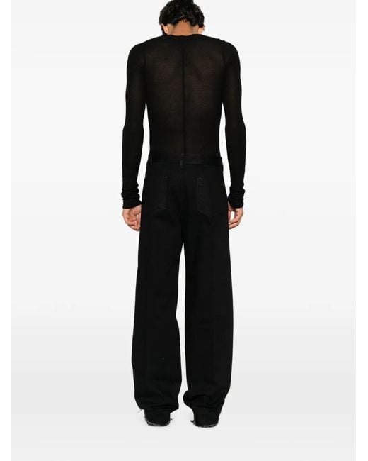 Rick Owens Black Geth Raw-Cut Wide-Leg Jeans for men