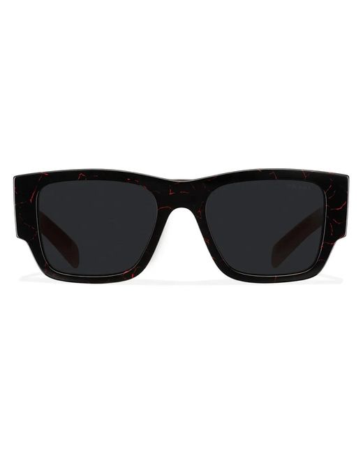 Prada Black Triangle Logo Square-Frame Sunglasses for men