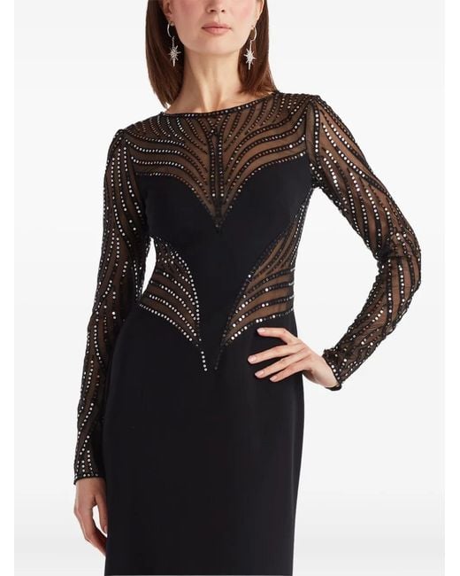 Tadashi Shoji Black Sequin Illusion Column Gown