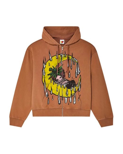 Hoodie Imprimé À Fermeture Zippée Sky High Farm pour homme en coloris Brown
