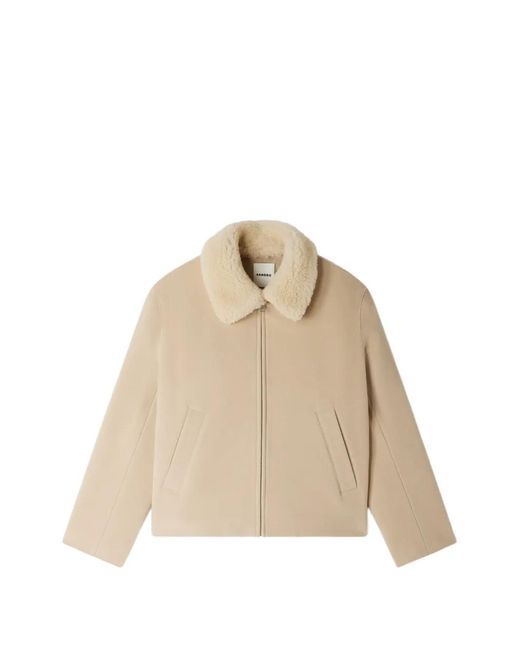 Sandro Natural Shearling-Collar Zip-Up Jacket for men