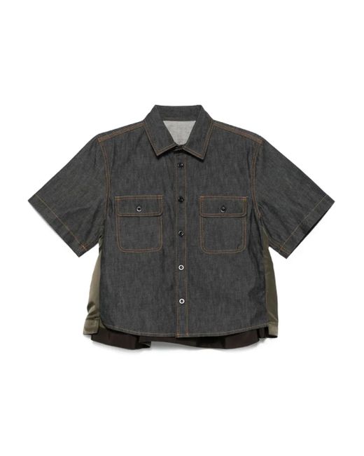 Sacai Gray Double-Pocket Denim Shirt
