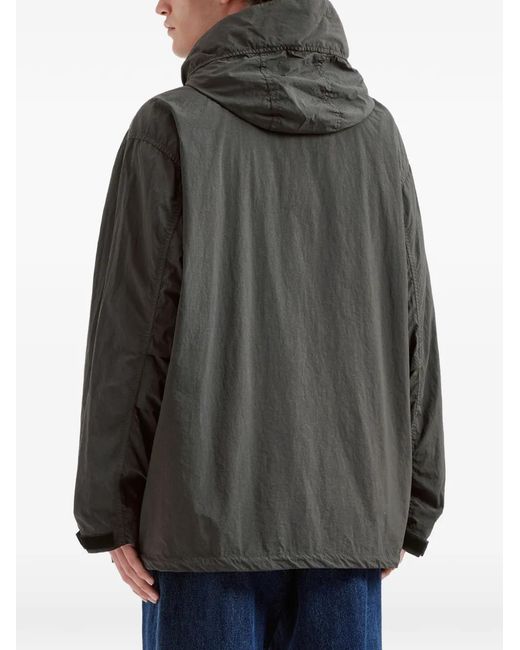 AFTERMATHS Gray Hooded Windbreaker Jacket for men