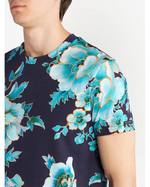 Etro T-Shirt mit Blumen-Print in Blau für Herren | Lyst DE