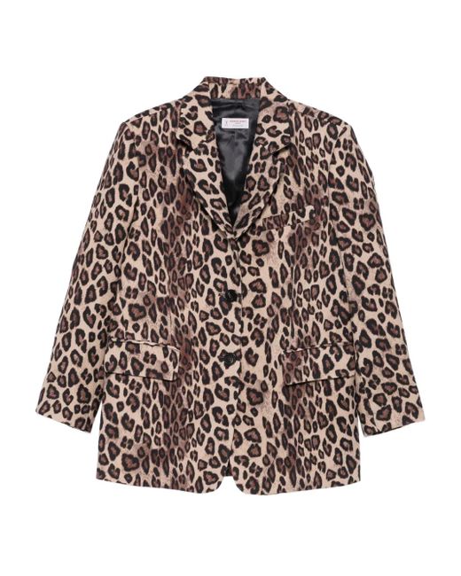 Alberto Biani Brown Leopard-Print Button Blazer