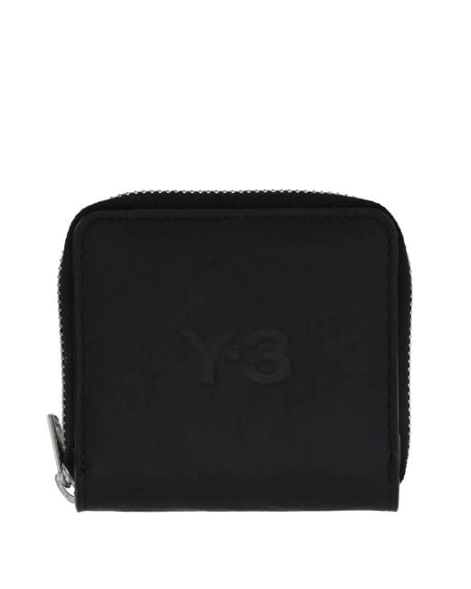 Y-3 Black Zip-Around Leather Wallet Accessories