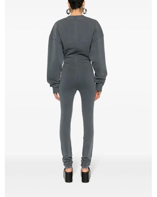Acne Gray Long-Sleeve Cotton Jumpsuit
